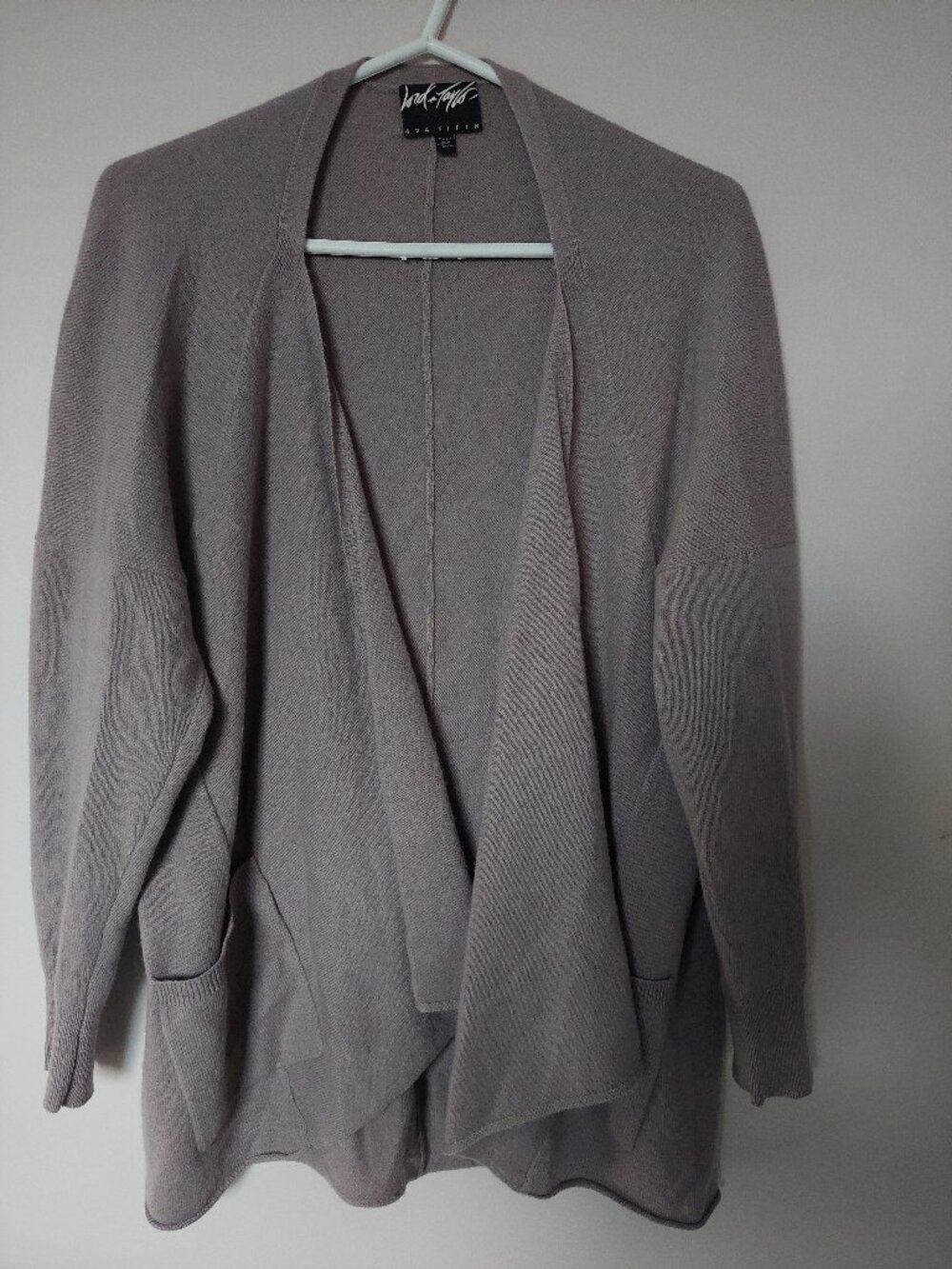Lord & Taylor Women's XS 100% Cashmere Open-front Cardigan Taupe Oversized